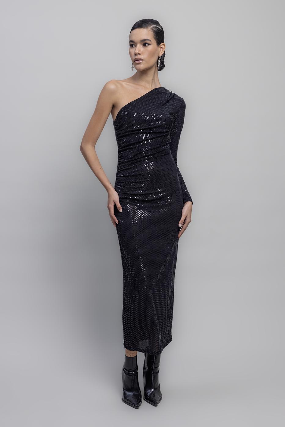 BSL Women One Shoulder Sequined Midi Dress - Ixtaczoquitlán