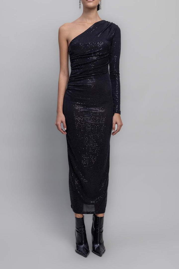 BSL Women One Shoulder Sequined Midi Dress - Ixtaczoquitlán