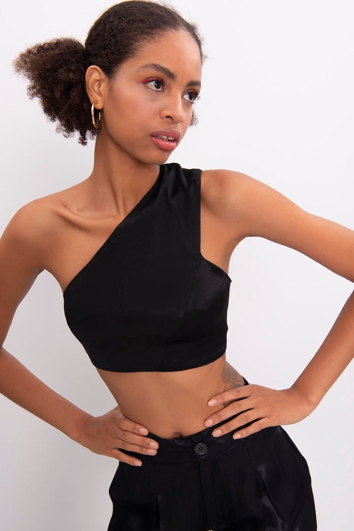 BSL Women One Shoulder Satin Bustier - Yuba City