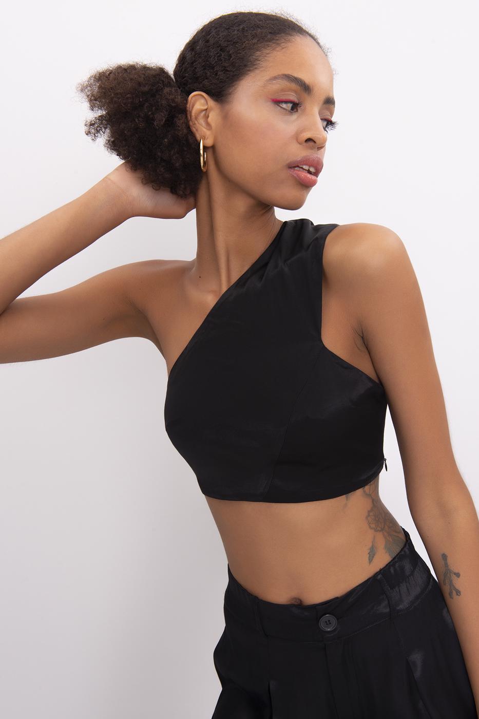 BSL Women One Shoulder Satin Bustier - Yuba City