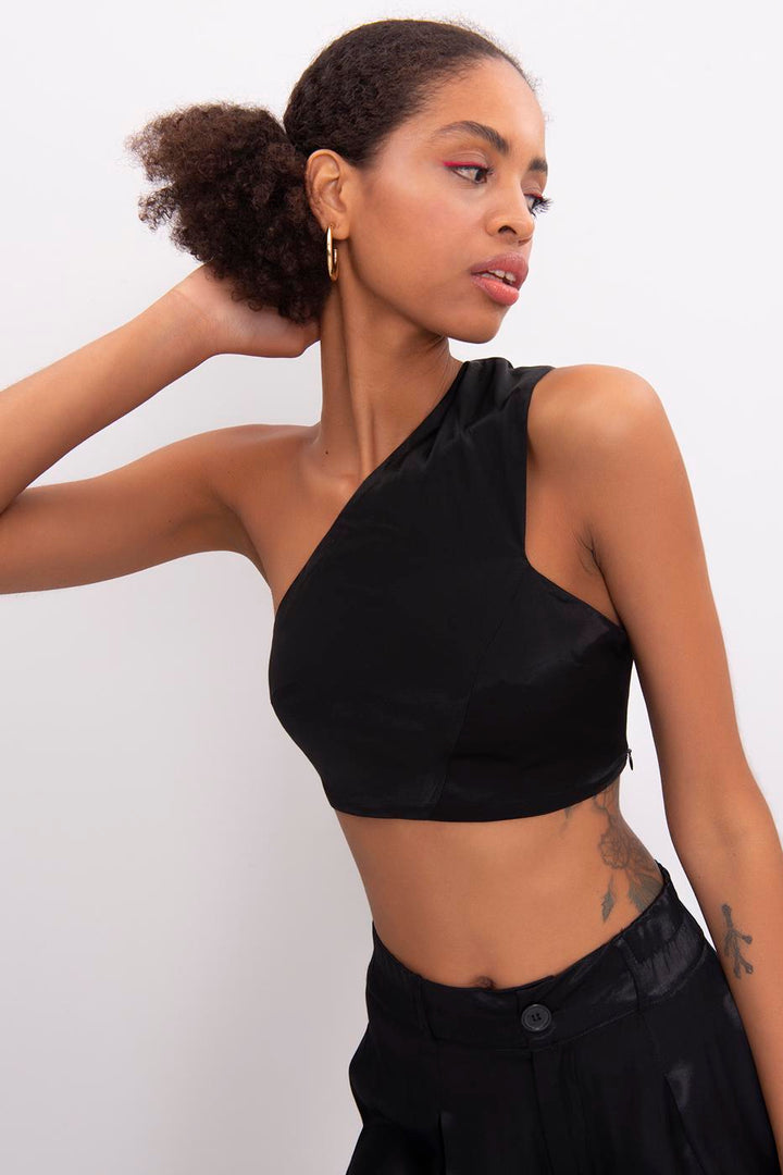 BSL Women One Shoulder Satin Bustier - Yuba City