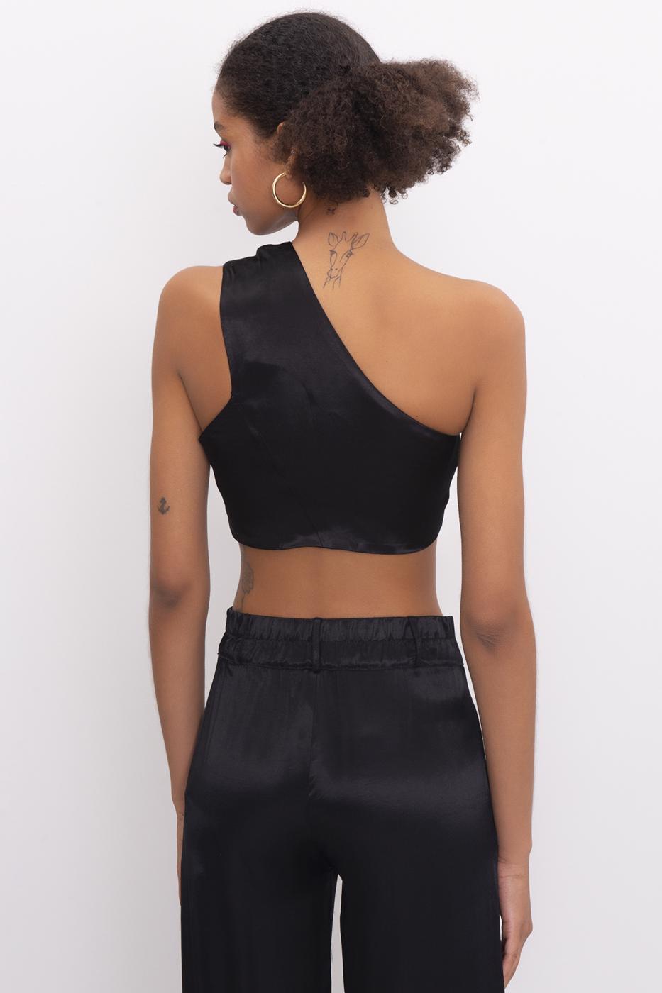 BSL Women One Shoulder Satin Bustier - Yuba City