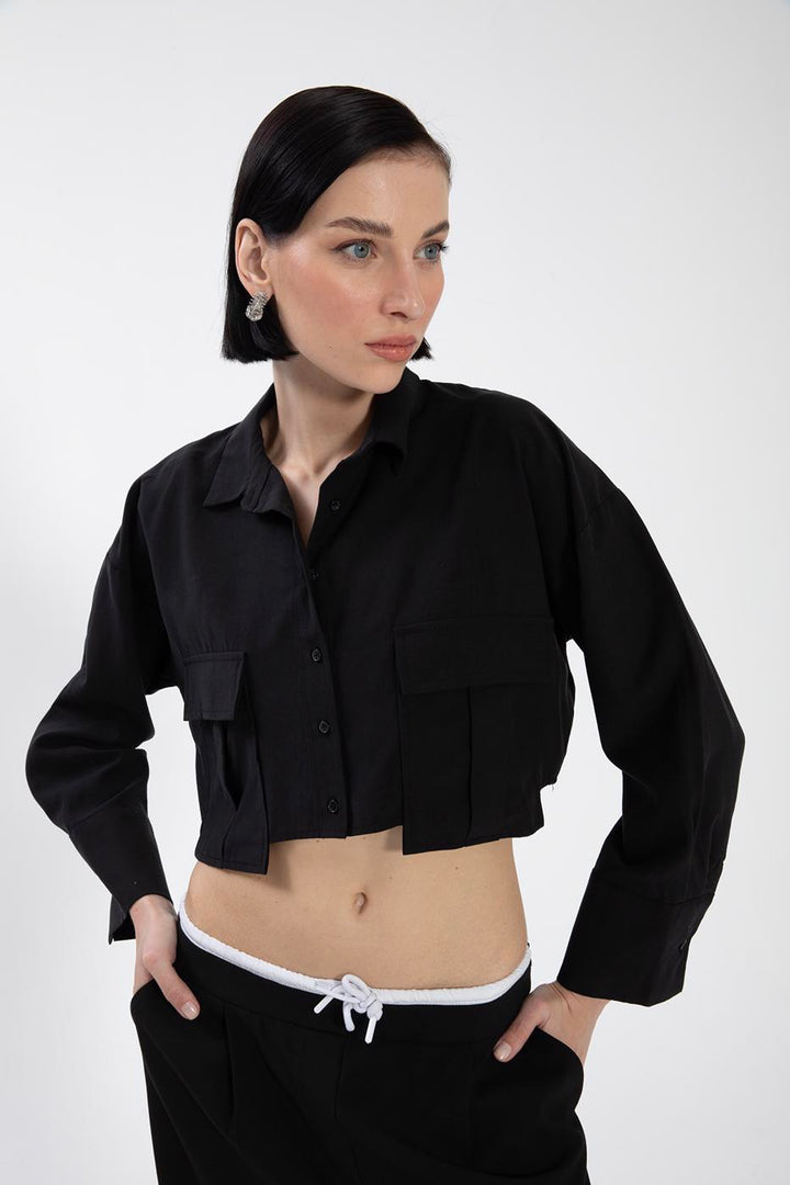 BSL Women Tencel Linen Blend Crop Shirt - Biloxi