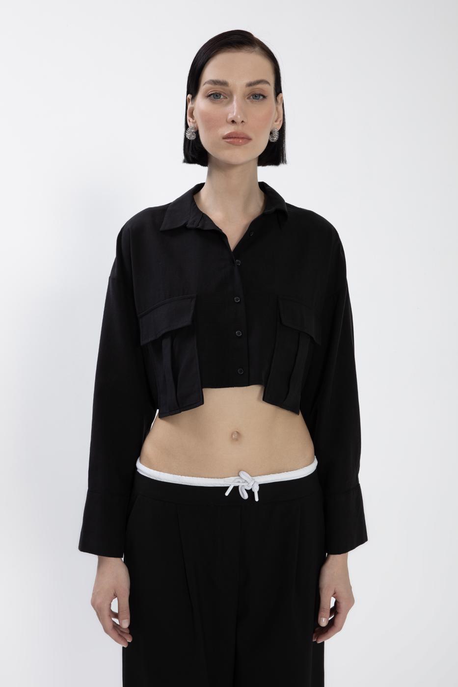 BSL Women Tencel Linen Blend Crop Shirt - Biloxi
