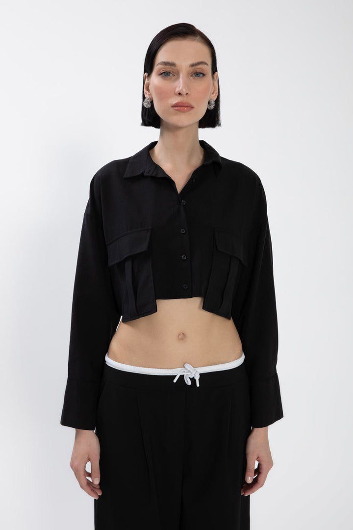 BSL Women Tencel Linen Blend Crop Shirt - Biloxi