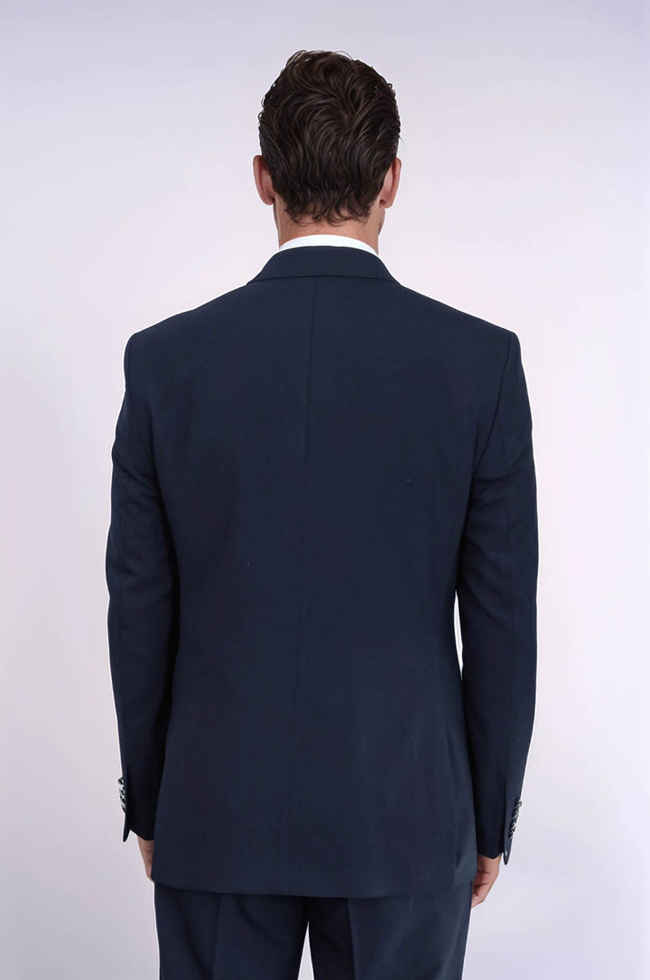 WSS Slim Fit Double-Breasted Navy Men’s Suit with Silver-Tone Metal Buttons –  - San José Villa de Allende
