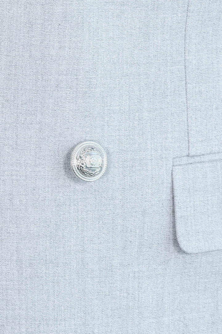 WSS Slim Fit Double-Breasted Grey Men’s Suit with Silver-Tone Metal Buttons –  - Felgueiras