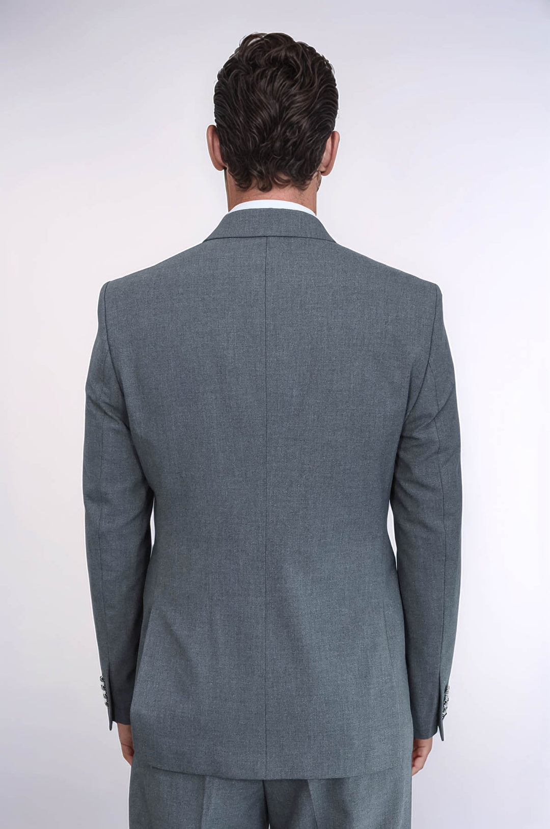 WSS Slim Fit Double-Breasted Anthracite Men’s Suit with Silver-Tone Metal Buttons –  - Rotterdam