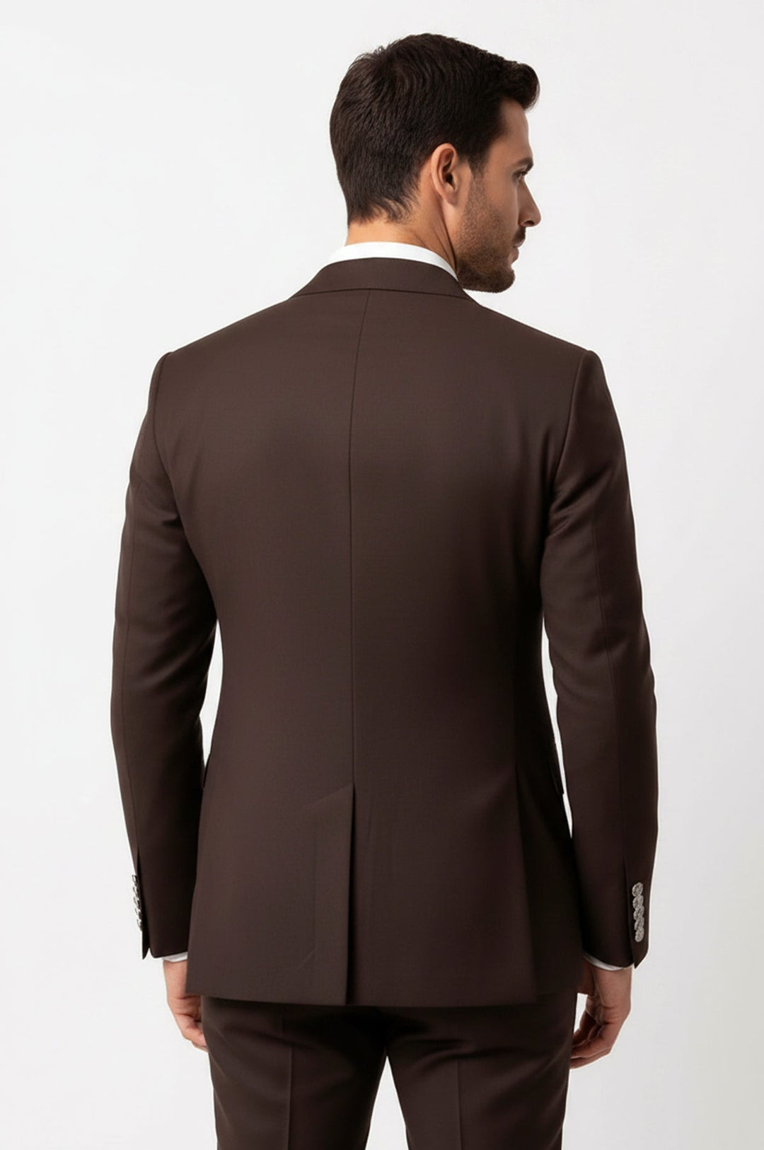 WSS Modern Fit Double-Breasted Brown Men’s Suit with Silver-Tone Metal Buttons –  - San Tan Valley