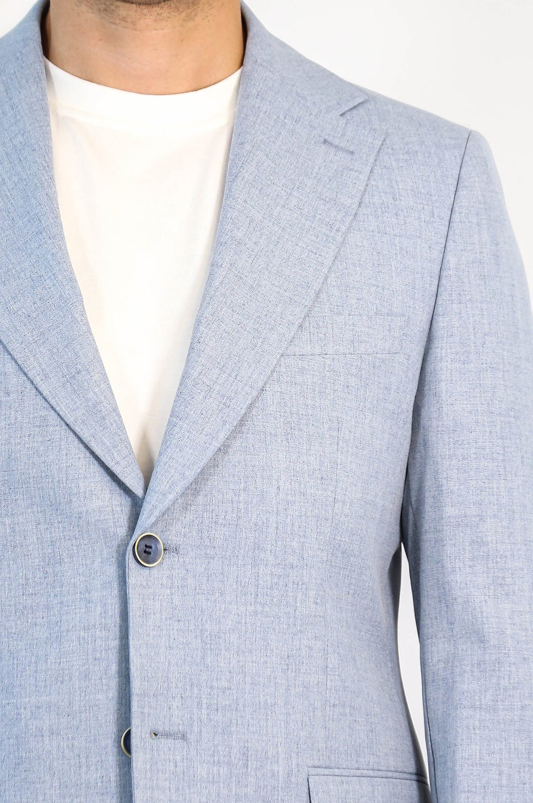 WSS Ice Blue Slim Fit Two-Button Linen Men’s Suit  - Lochau