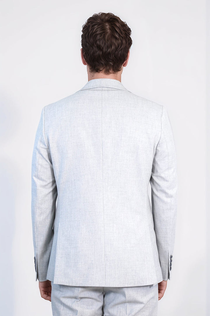 WSS Light Blue Slim Fit Two-Button Linen Men's Suit  - Wilkes-Barre