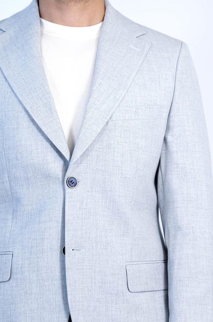 WSS Light Blue Slim Fit Two-Button Linen Men's Suit  - Wilkes-Barre