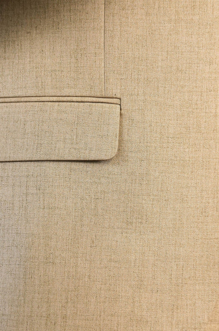 WSS Sand Beige Slim Fit Two-Button Linen Men’s Suit  - DeKalb