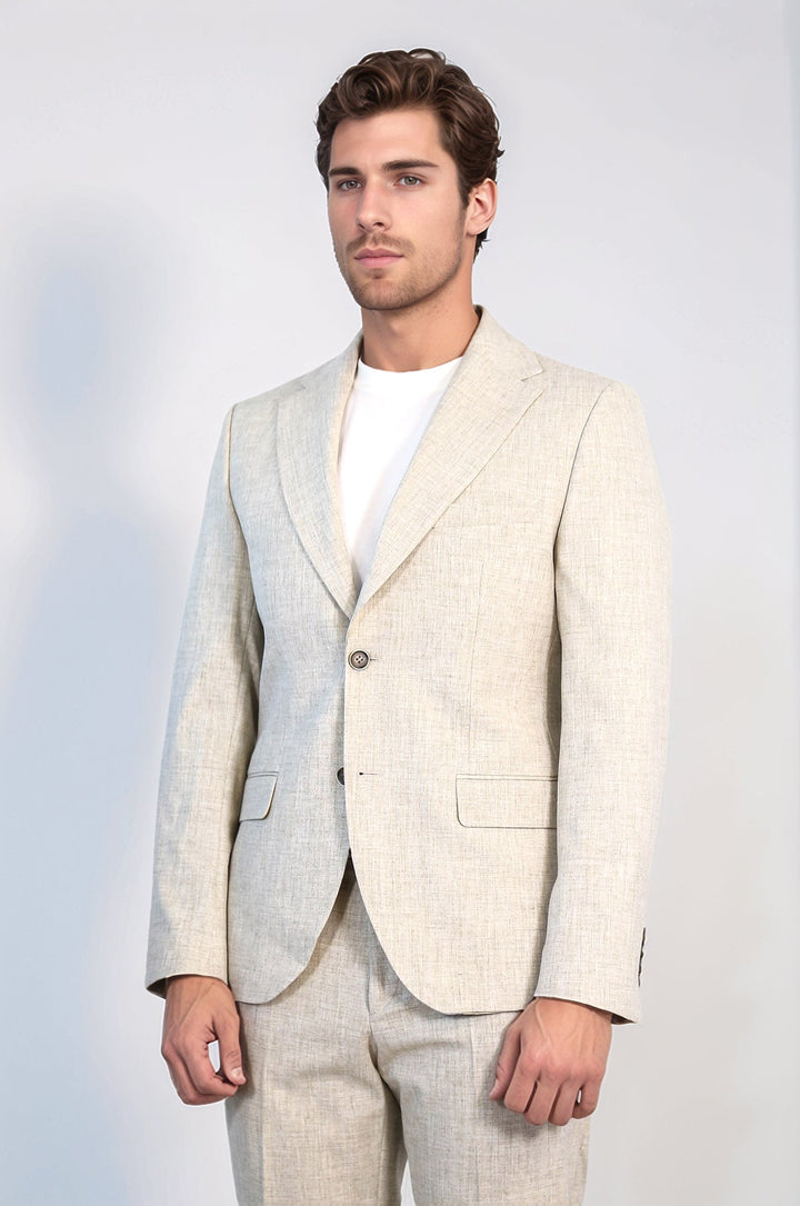 WSS Stone Slim Fit Two-Button Linen Men’s Suit  - Salerno