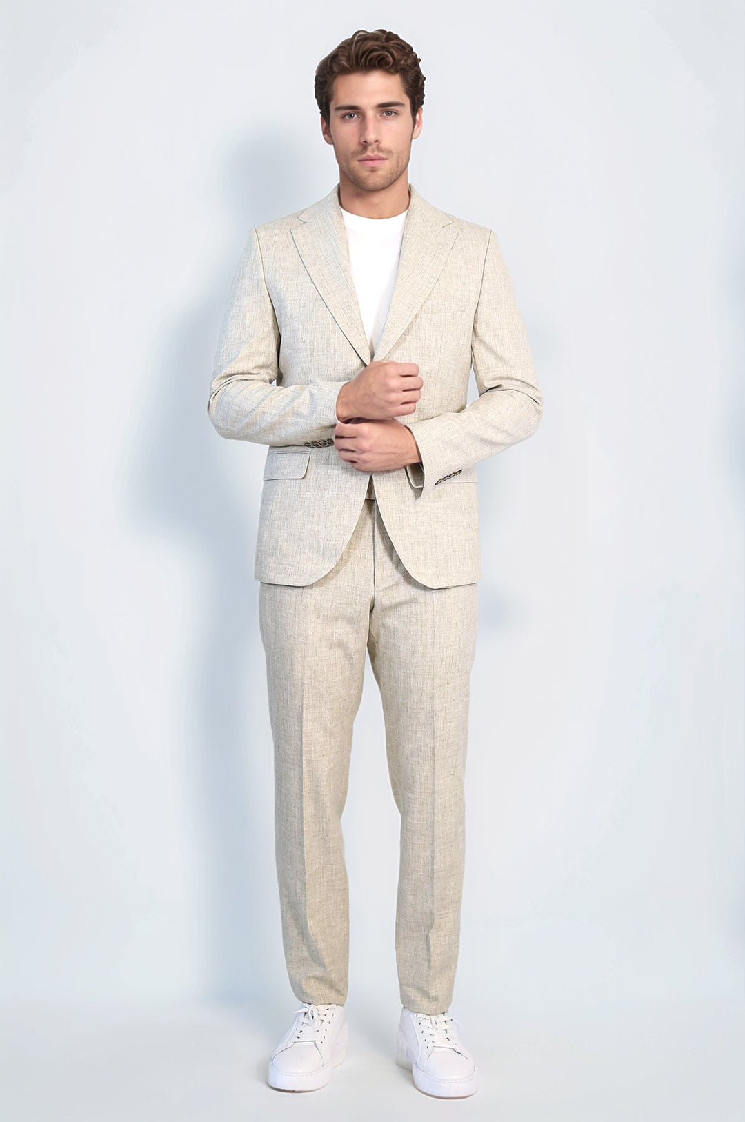 WSS Stone Slim Fit Two-Button Linen Men’s Suit  - Salerno
