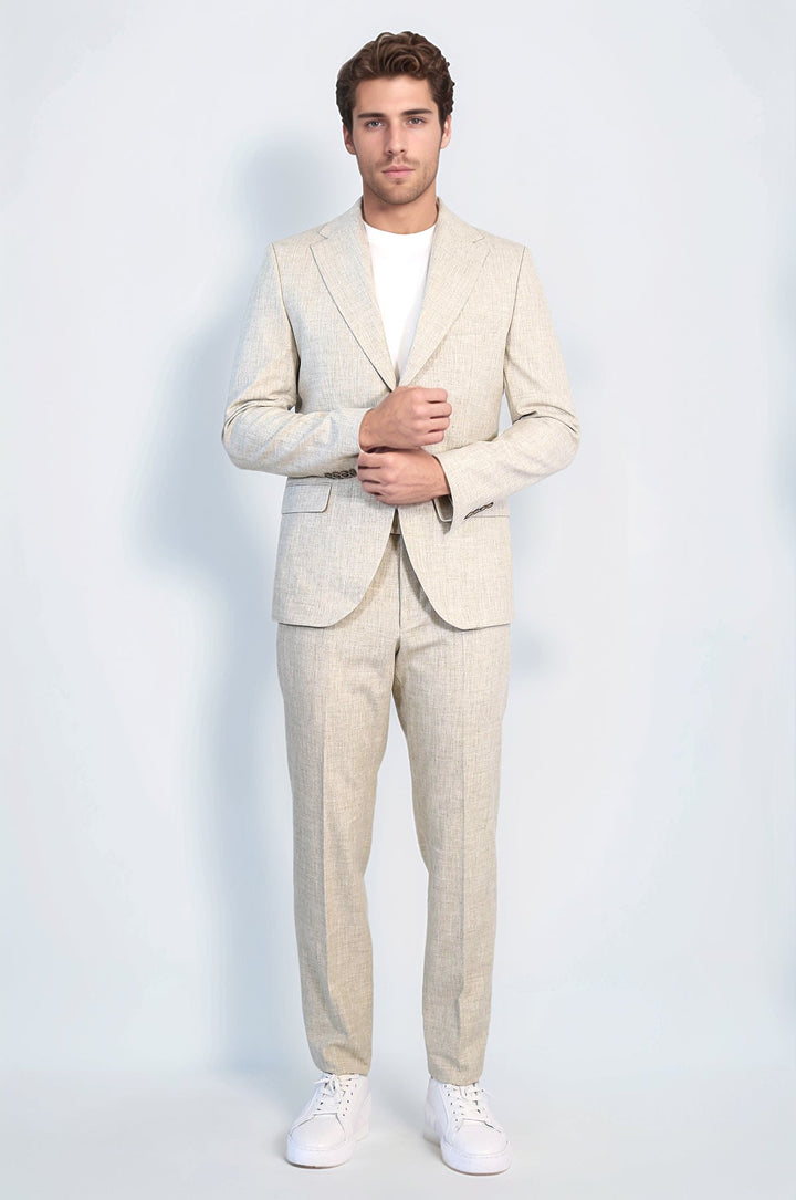 WSS Stone Slim Fit Two-Button Linen Men’s Suit  - Salerno