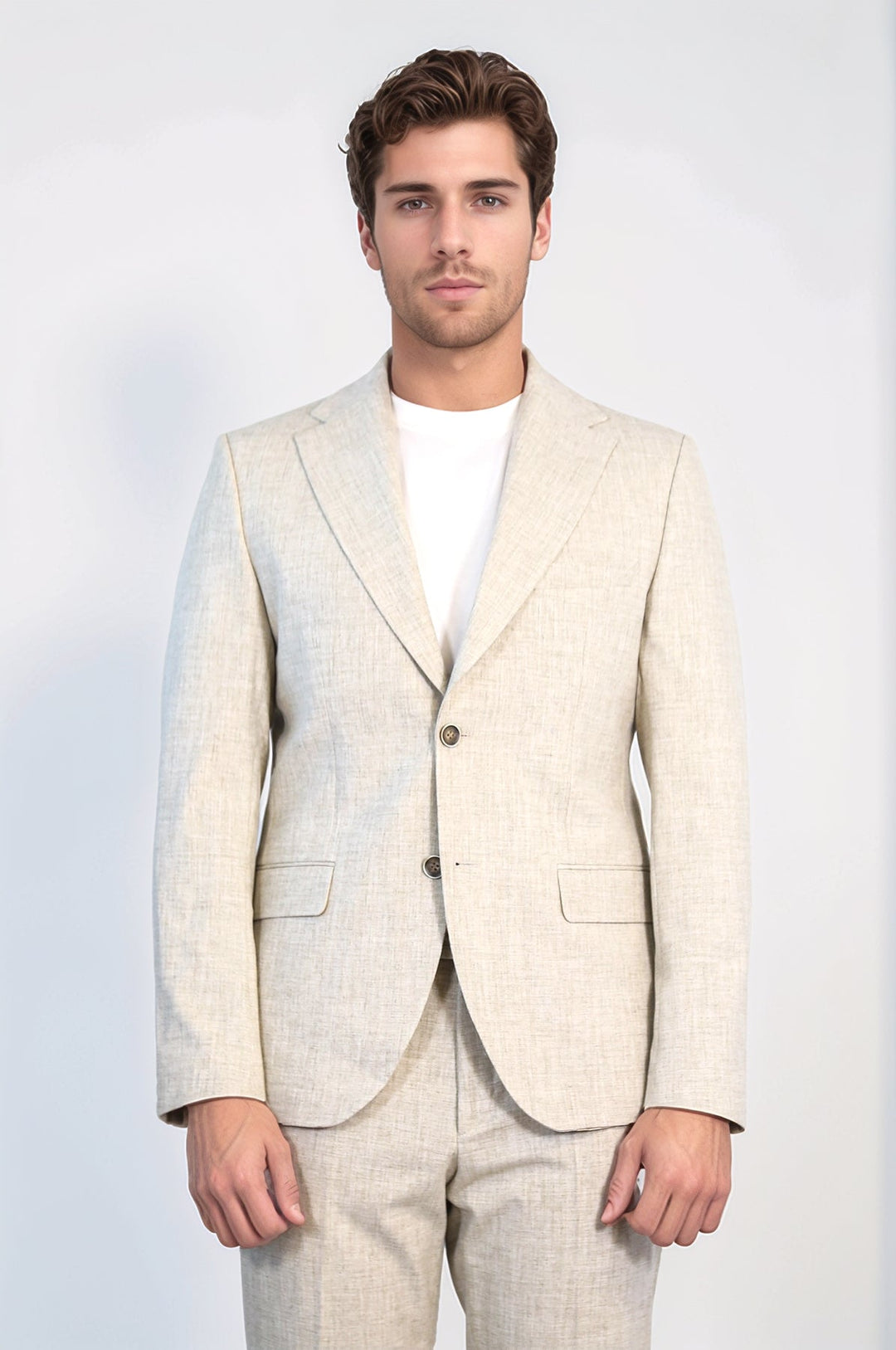 WSS Stone Slim Fit Two-Button Linen Men’s Suit  - Salerno