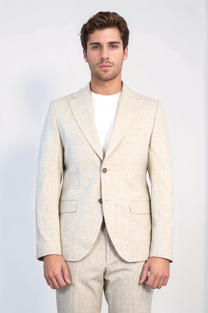 WSS Stone Slim Fit Two-Button Linen Men’s Suit  - Salerno