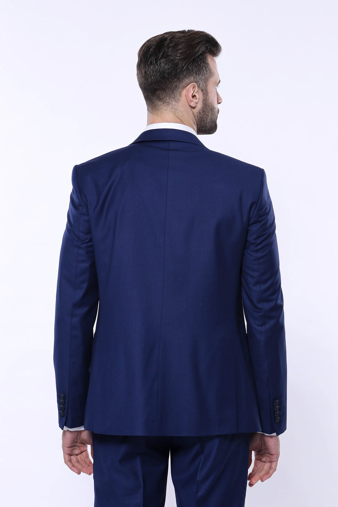 WSS Navy Blue Slim Fit Men's Suit with Vest  - El Monte