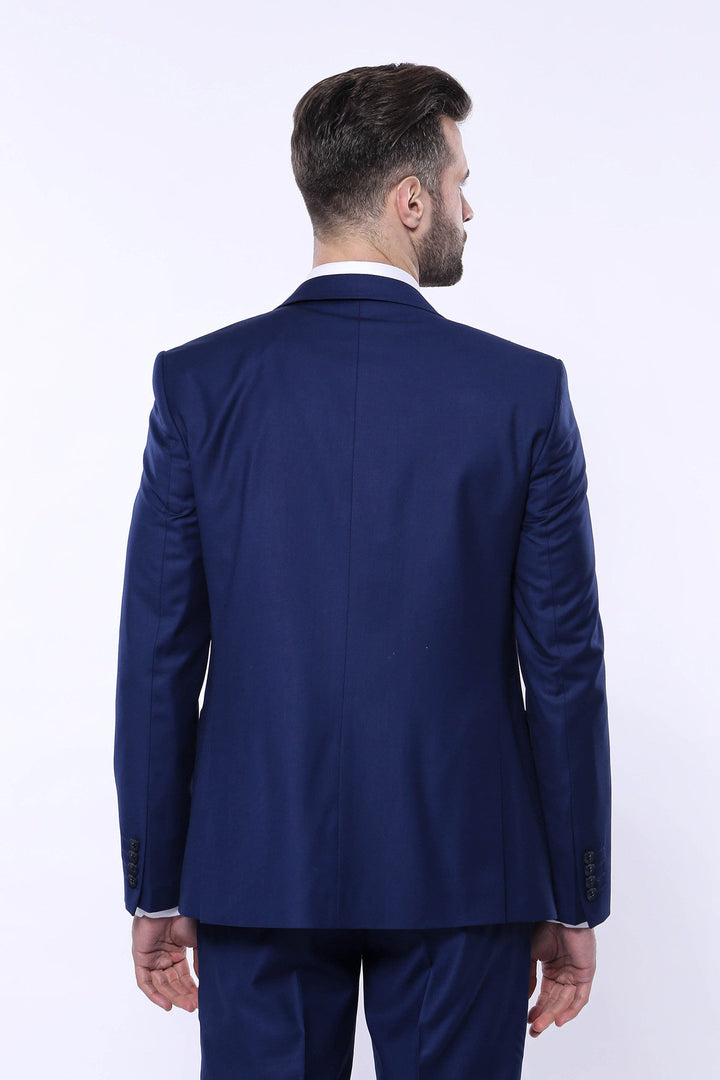 WSS Navy Blue Slim Fit Men's Suit with Vest  - El Monte
