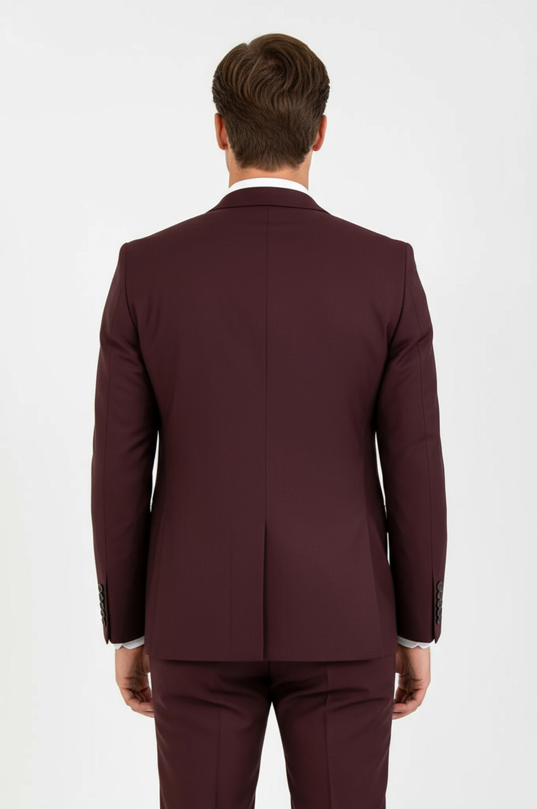 WSS Burgundy Slim Fit Men's Suit with Vest  - Nancy