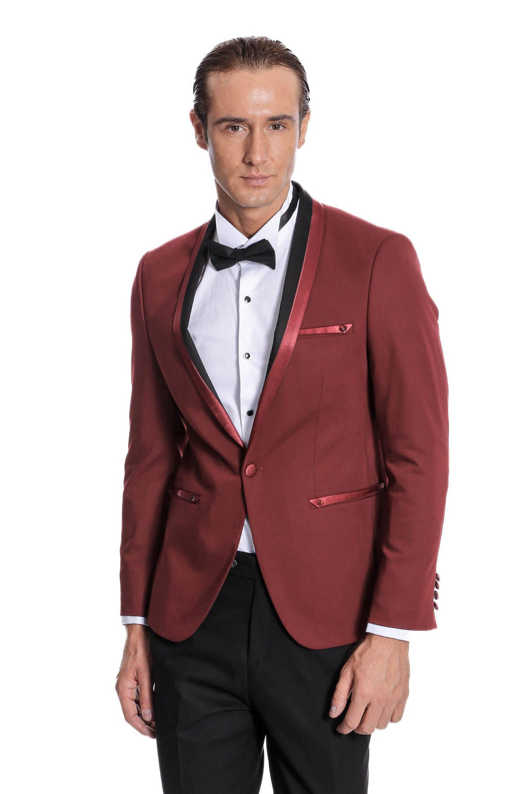 WSS Shawl Lapel Burgundy Tuxedo Suit  - Emmen