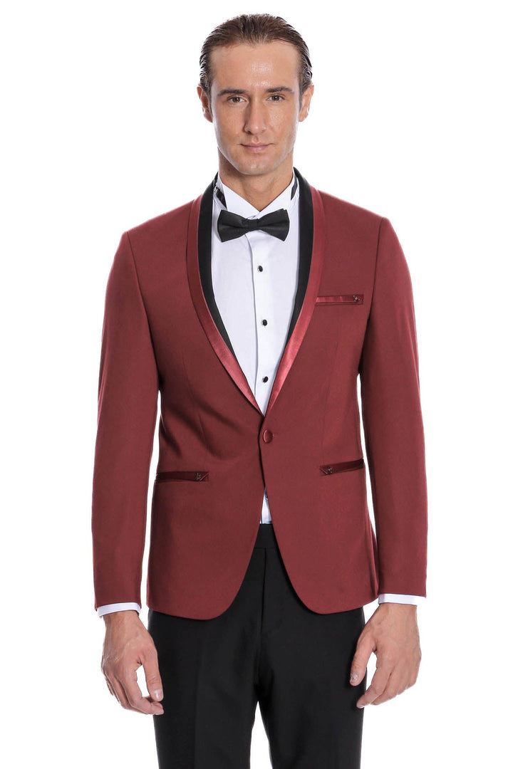 WSS Shawl Lapel Burgundy Tuxedo Suit  - Emmen