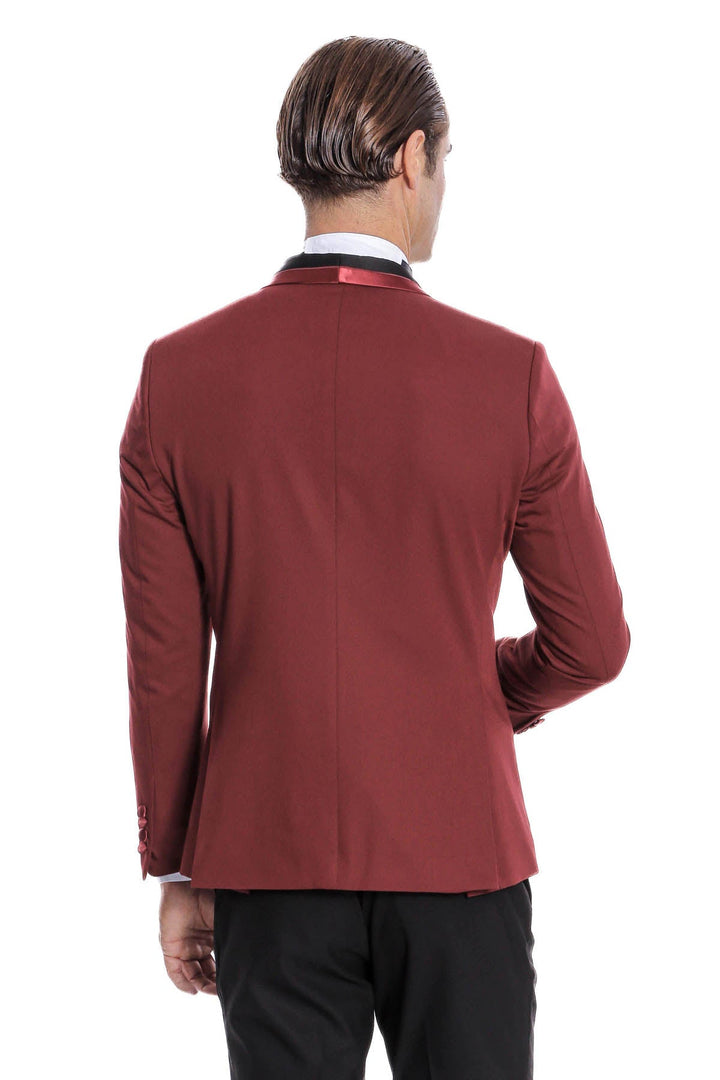 WSS Shawl Lapel Burgundy Tuxedo Suit  - Emmen