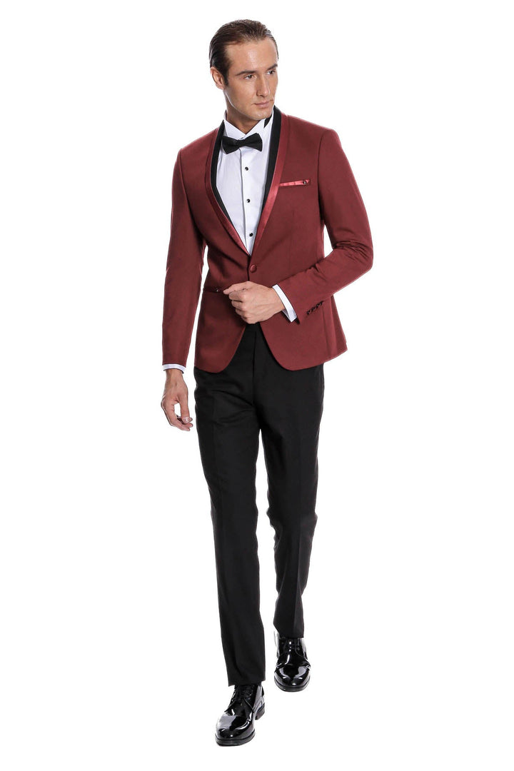WSS Shawl Lapel Burgundy Tuxedo Suit  - Emmen