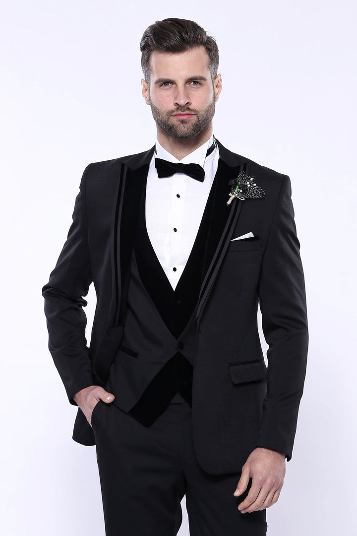 WSS Velvet Collar Patterned Black Tuxedo  - Kassel