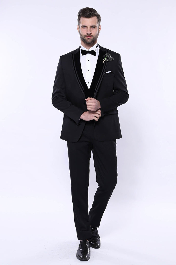 WSS Velvet Collar Patterned Black Tuxedo  - Kassel