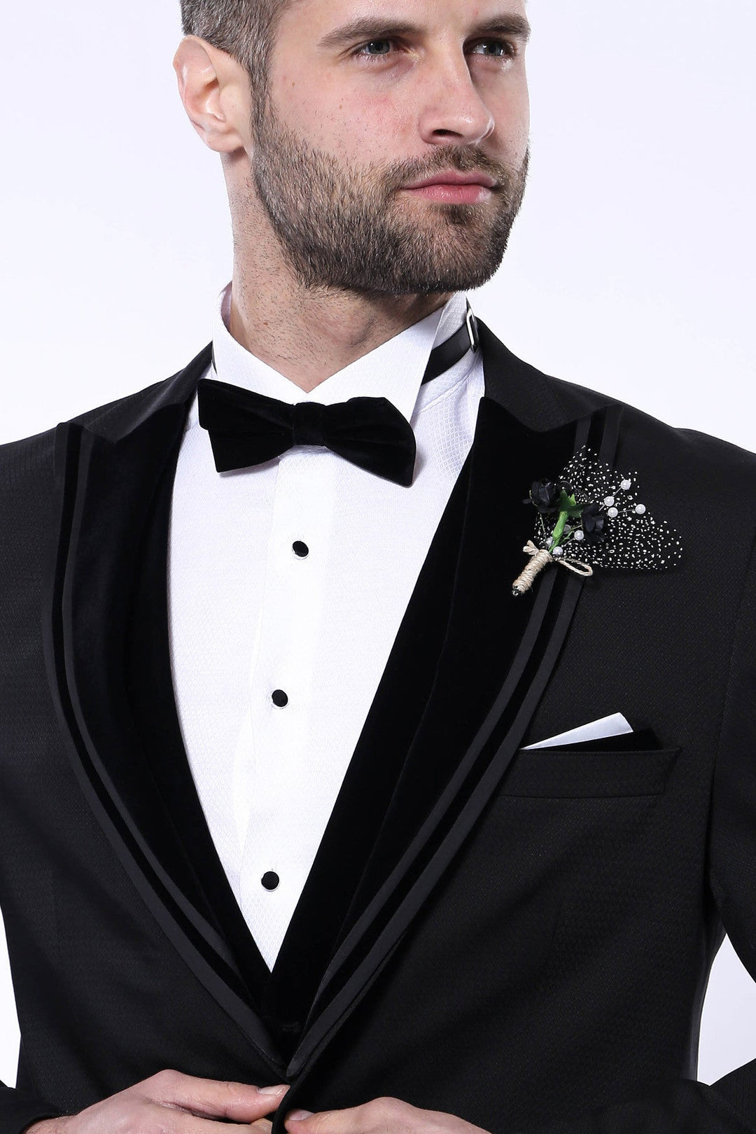 WSS Velvet Collar Patterned Black Tuxedo  - Kassel