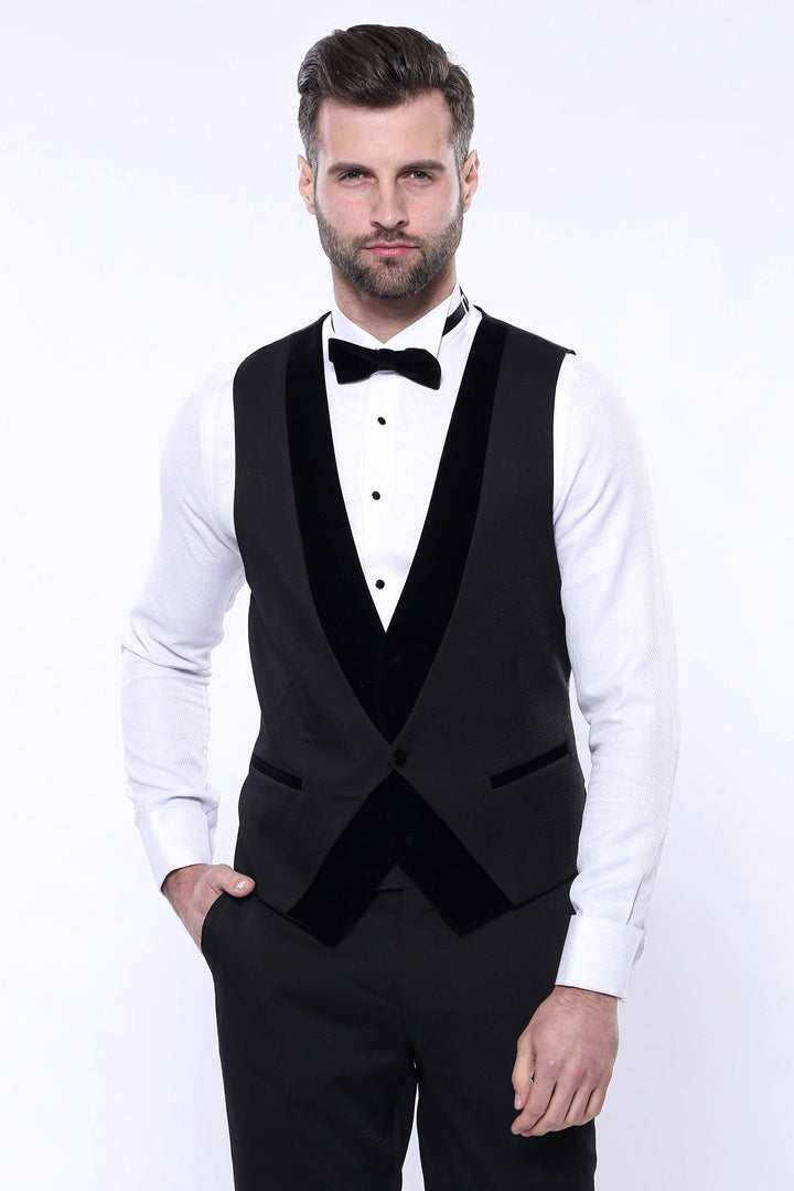 WSS Velvet Collar Patterned Black Tuxedo  - Kassel