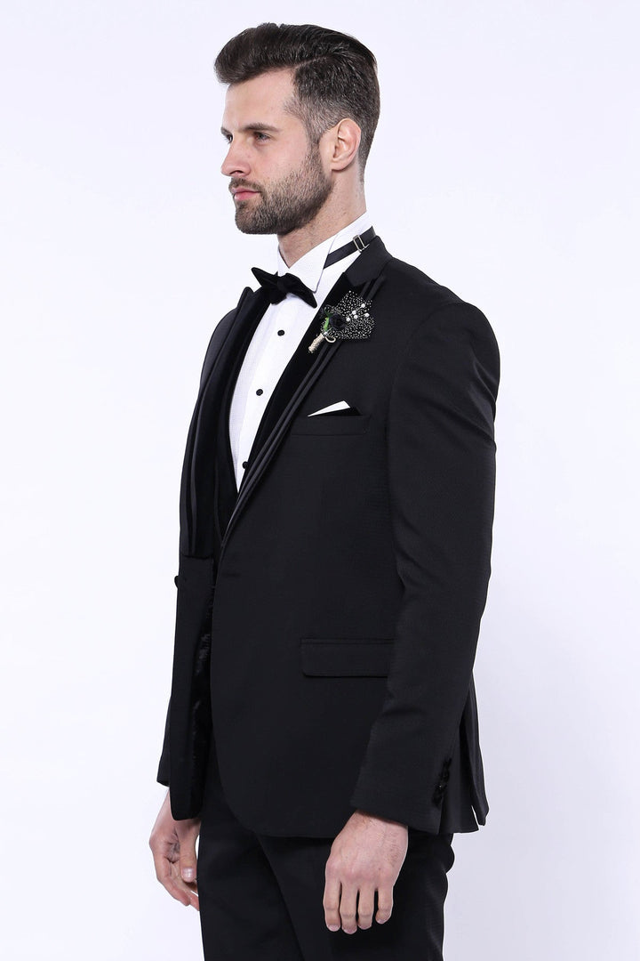 WSS Velvet Collar Patterned Black Tuxedo  - Kassel