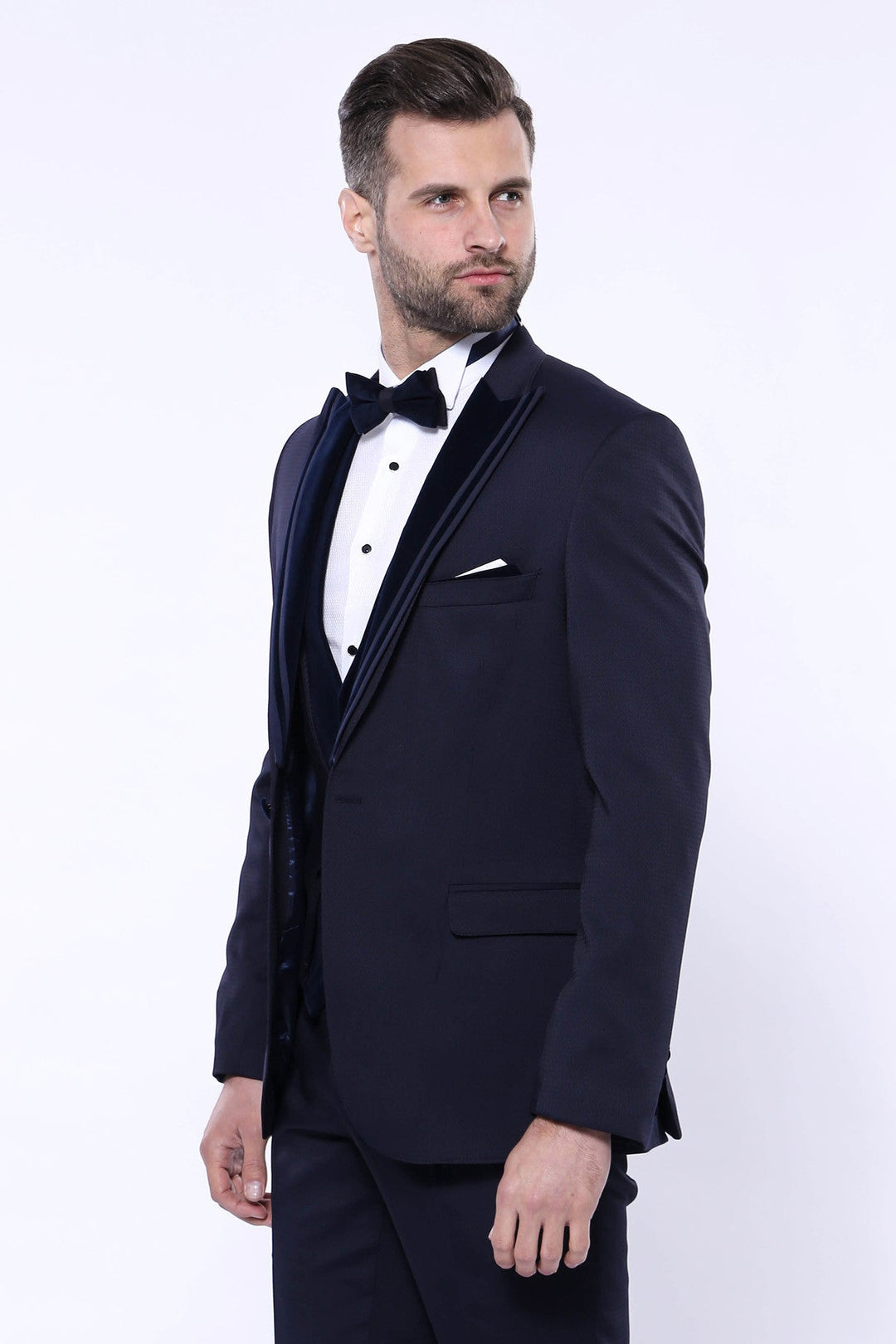 WSS Velvet Collar Patterned Dark Blue Tuxedo  - Craiova