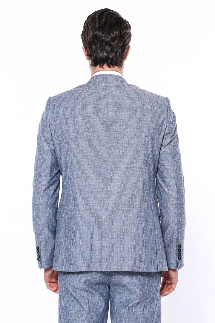 WSS Linen Touch Blue Men's 3 Piece Suit  - Detmold
