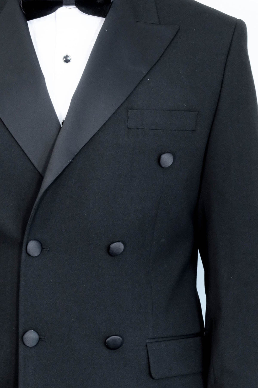 WSS Slim Fit Double-Breasted Black Tuxedo Suit with Satin Lapel –  - Macuspana