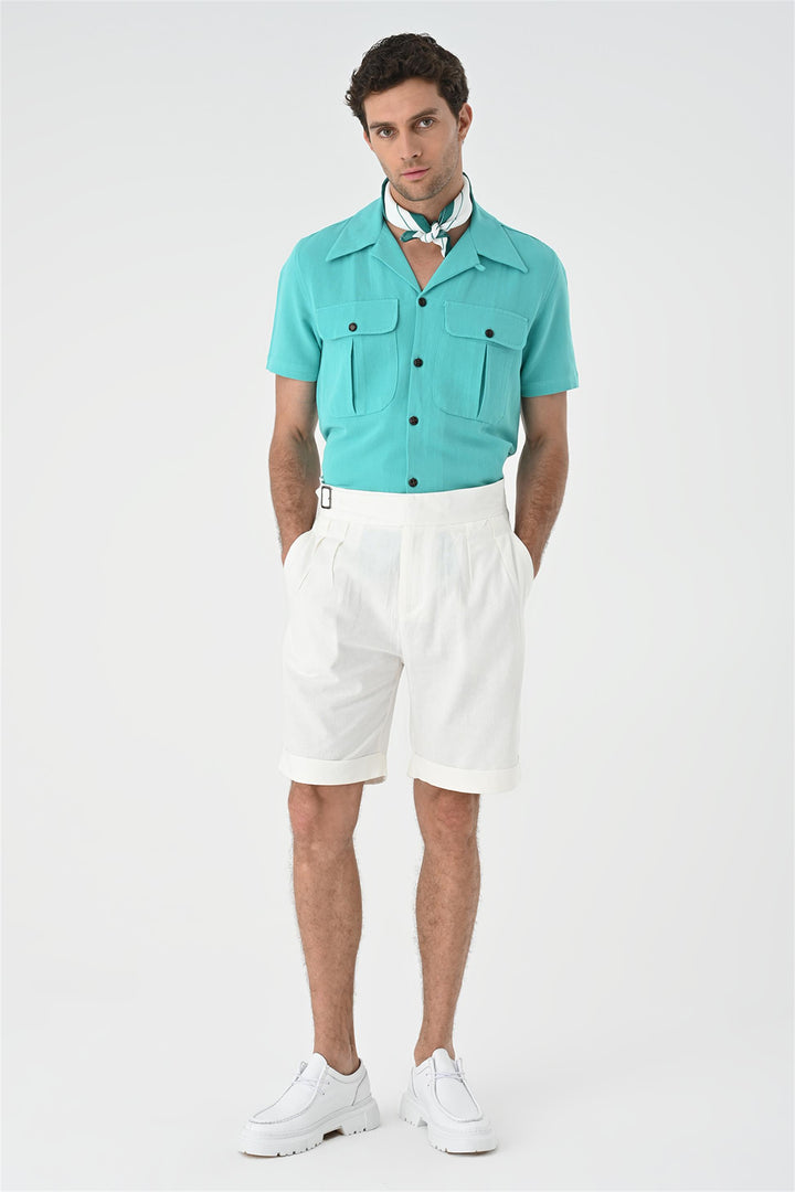ANT Buckle Detailed Pleated Men's Shorts - Messina