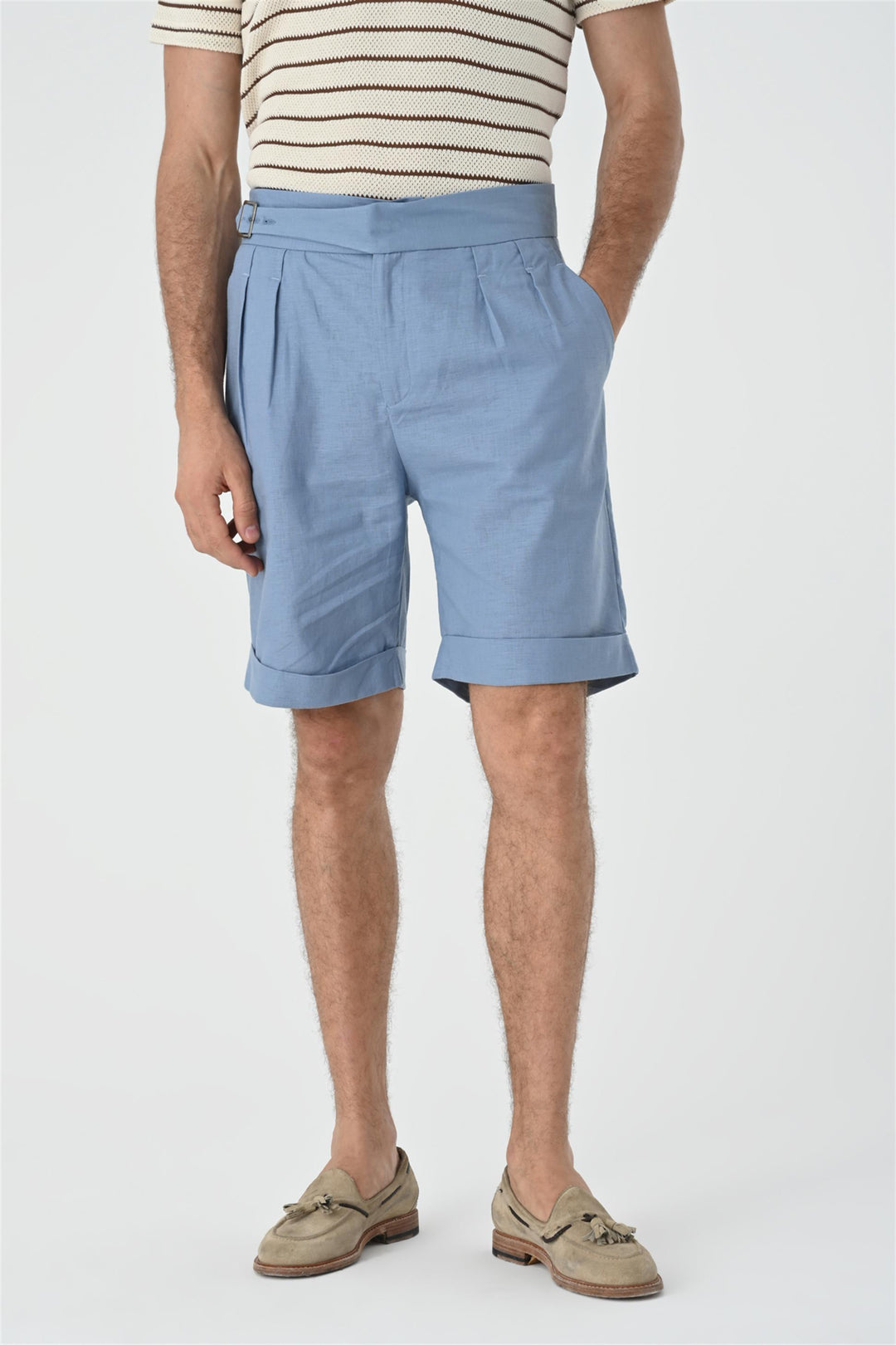 ANT Buckle Detailed Pleated Men's Shorts - Barcellona-Pozzo di Gotto