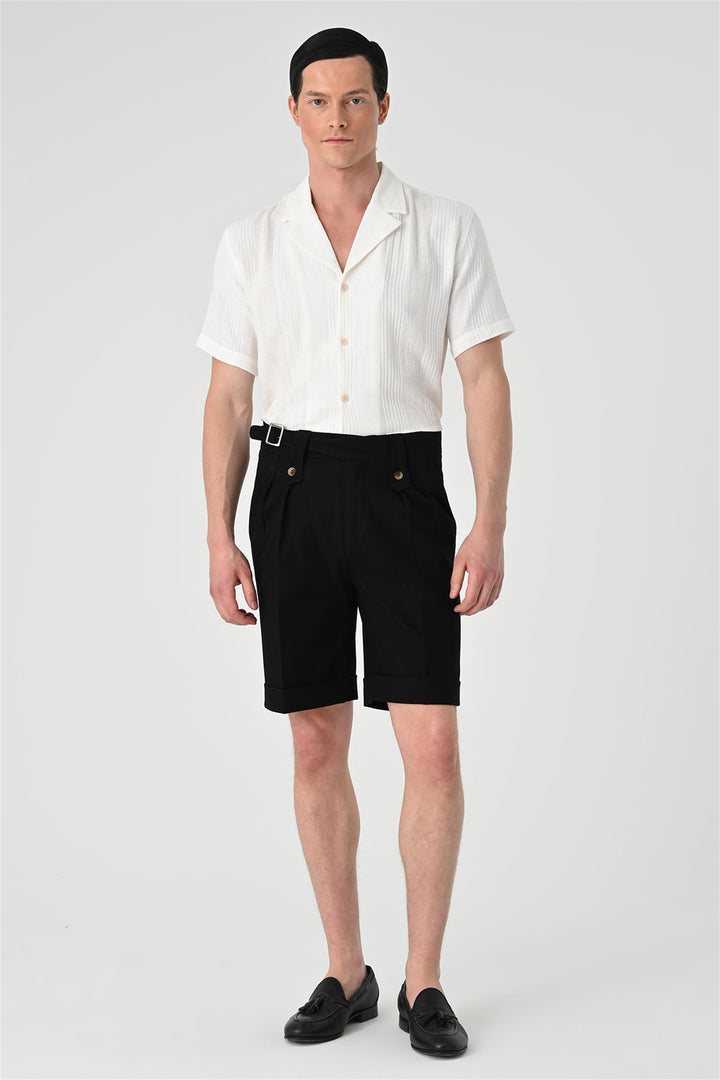 ANT Buckle Detailed Pleated Men's Shorts - Parkland