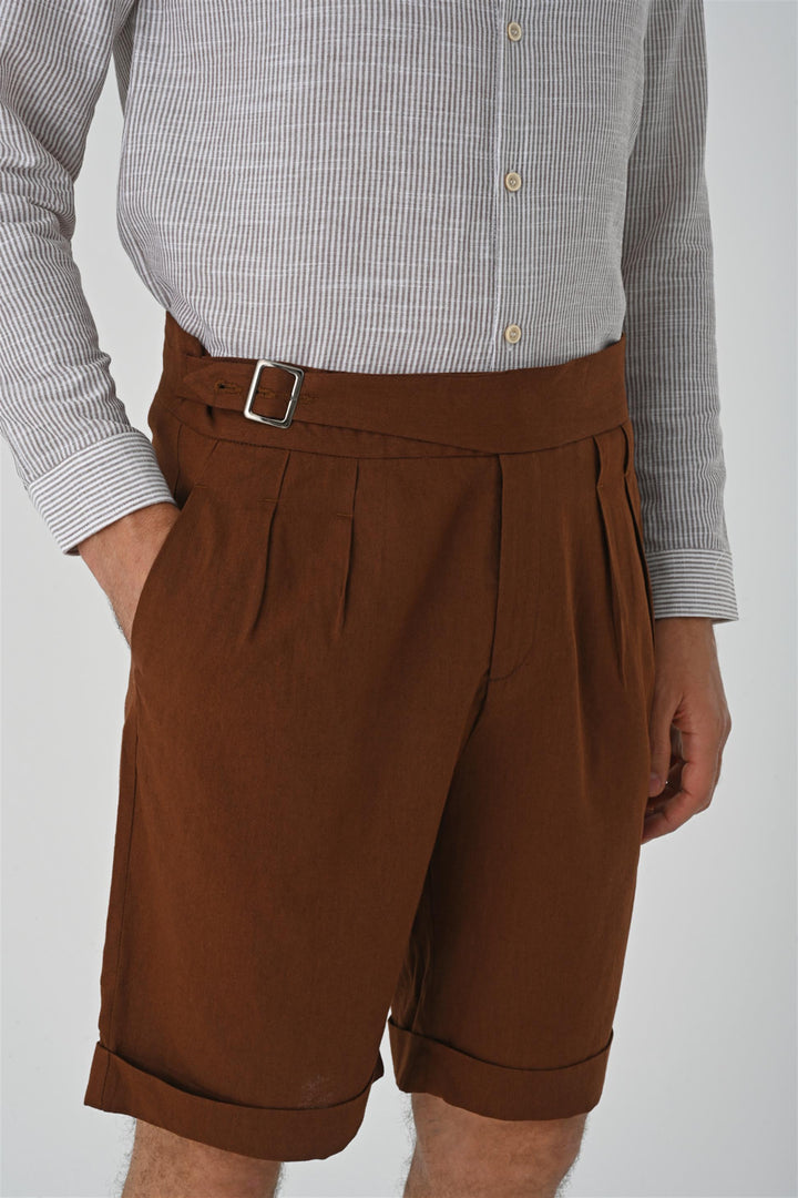 ANT Buckle Detailed Pleated Men's Shorts - Vittoria