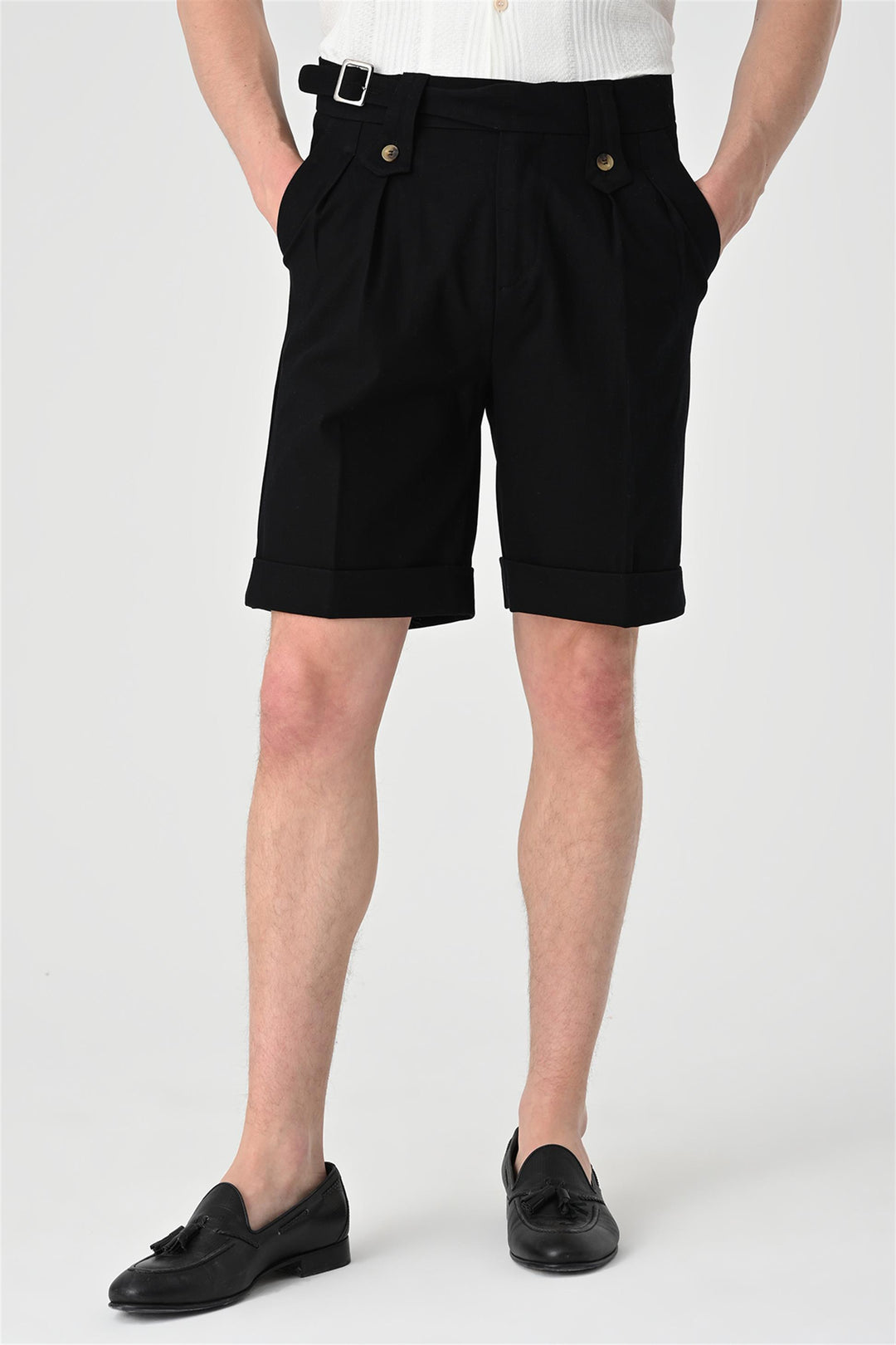 ANT Buckle Detailed Pleated Men's Shorts - Parkland