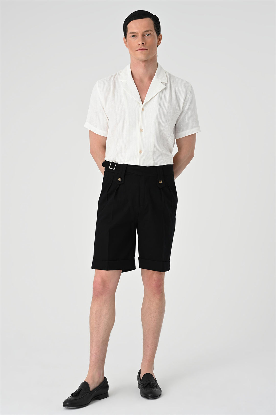 ANT Buckle Detailed Pleated Men's Shorts - Parkland