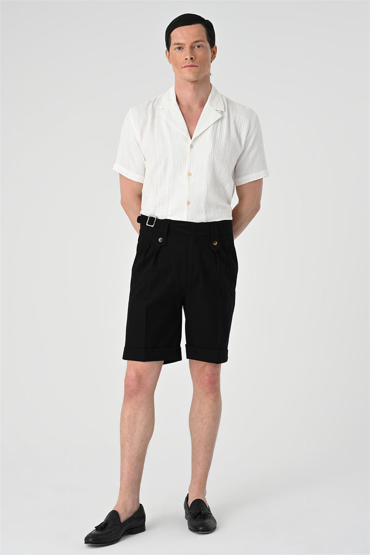 ANT Buckle Detailed Pleated Men's Shorts - Parkland