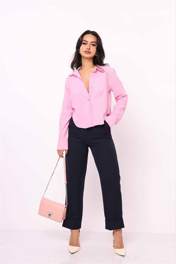 RYN Wholesale Cuffed Pants Navy Blue - Miami
