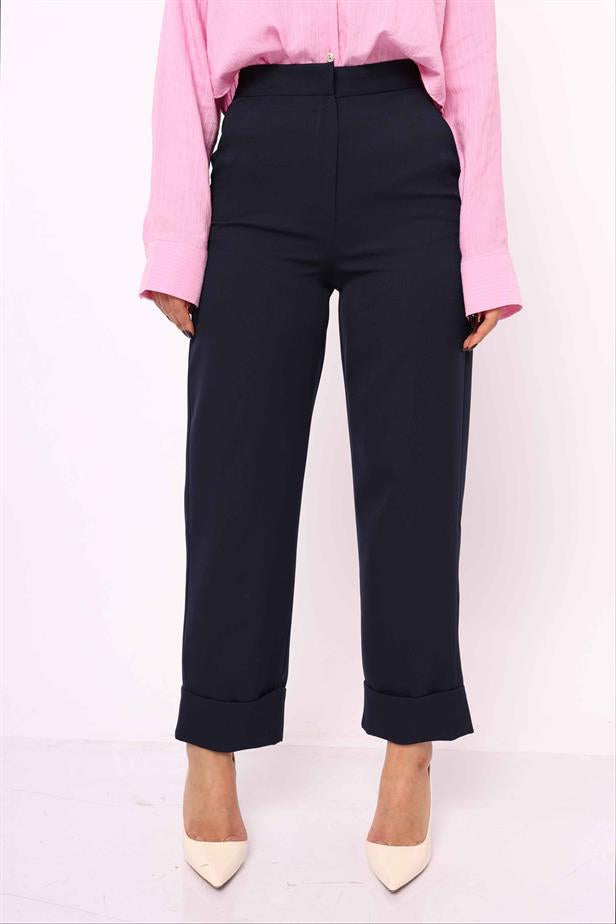 RYN Wholesale Cuffed Pants Navy Blue - Miami