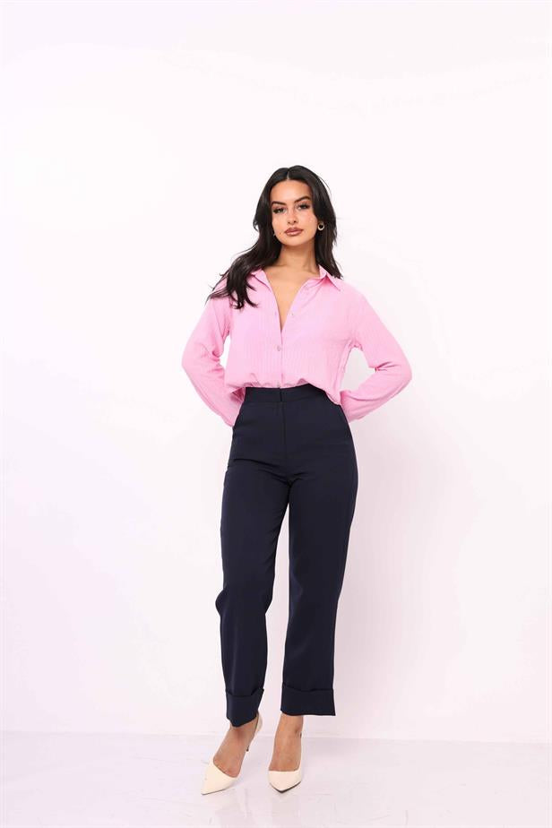 RYN Wholesale Cuffed Pants Navy Blue - Miami