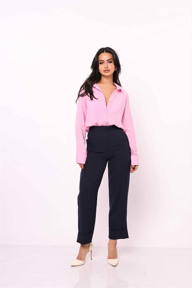 RYN Wholesale Cuffed Pants Navy Blue - Miami