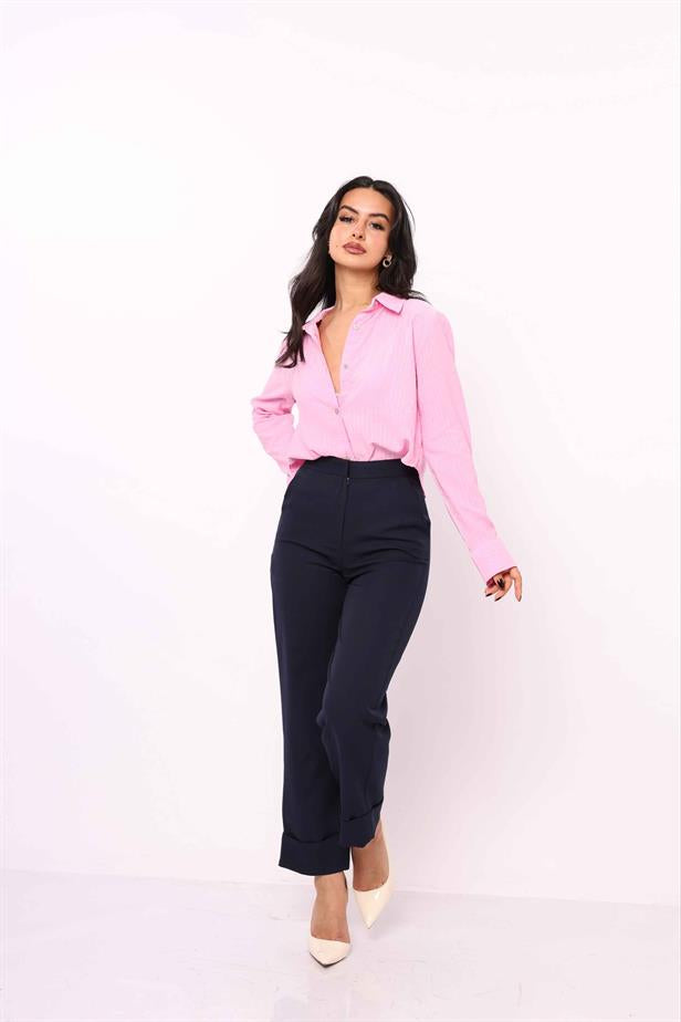 RYN Wholesale Cuffed Pants Navy Blue - Miami