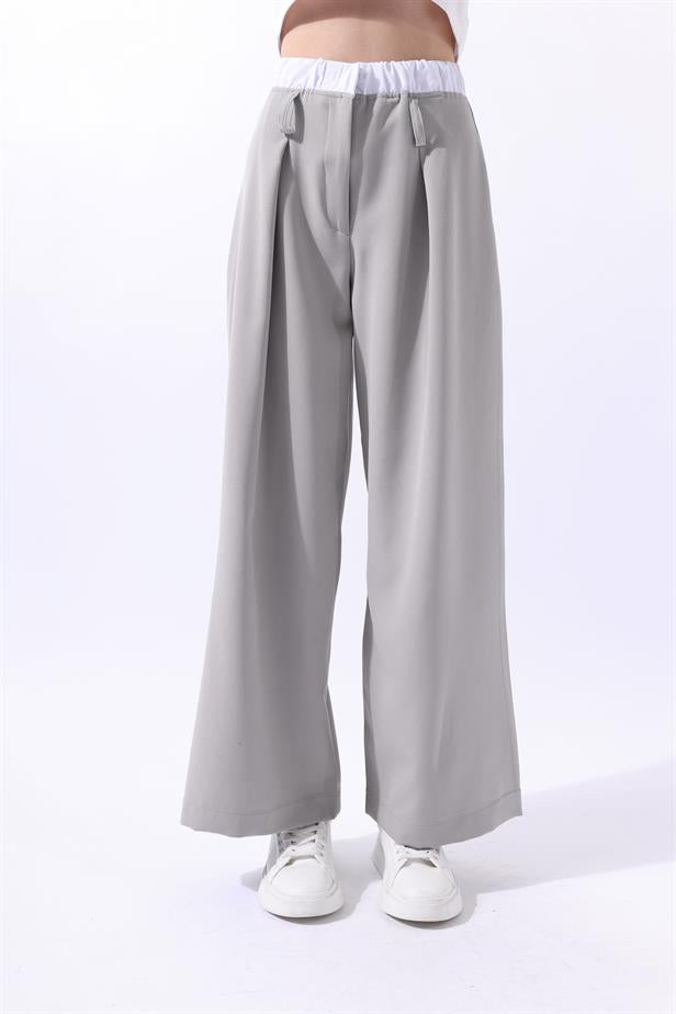 RYN Wholesale Double Waist Banded Palazzo Pants Gray - San Germán